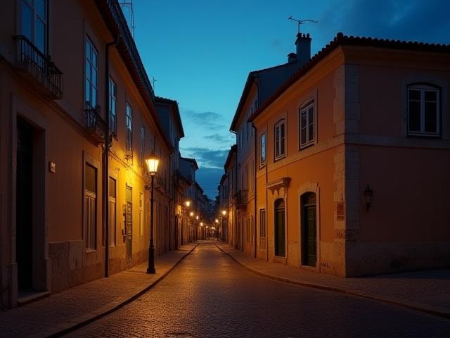 A view of Lisbon's Alfama district at dusk
